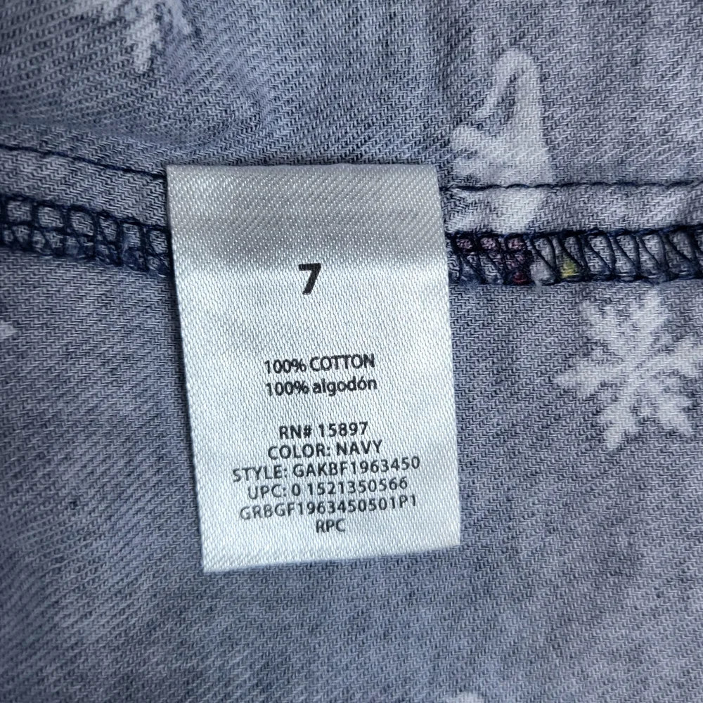 365 Kids Garanimals Boys Navy Dinosaur Pattern Long Sleeve Button Shirt Sz 7 New